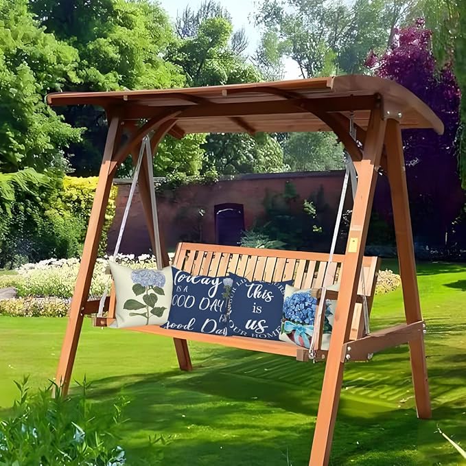 Blue Flowers Throw Pillow Covers 20"x20" Set of 4, Spring Outdoor Pillow Covers Home Decorative Floral Printed Cushion Covers for Couch Sofa Bedroom Farmhouse Livingroom Garden Patio Car