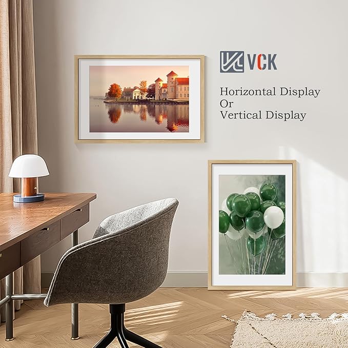 VCK 20x30 Poster Frame 2 Pack - Natural Oak, High-End Wood Picture Frames with Polished Plexiglass, Display 16x24 Photo with Mat or 20x30 without Mat, Art Gallery-Quality, Wall Hanging, Natural Oak