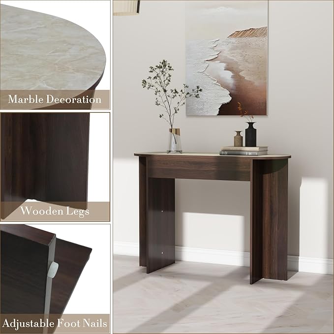 HEAH-YO Modern Console Table, Wooden Sofa Table with Narrow Countertop, 43.3" Entryway Tables for Hallway Entrance Living Room, Walnut Color