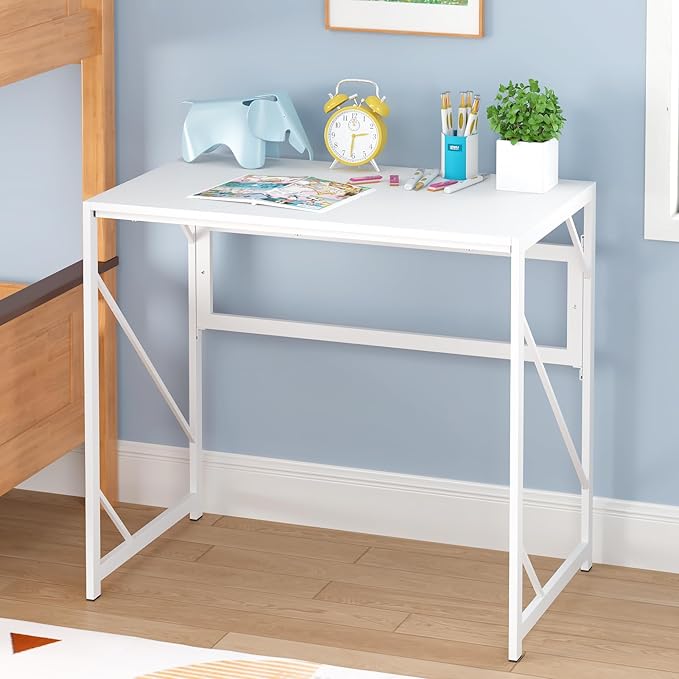 Elephance Folding Desk Writing Computer Desk for Home Office, No-Assembly Study Office Desk Foldable Table for Small Spaces