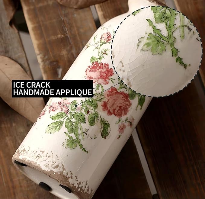 Ceramic Rustic Farmhouse Vase, Distressed Flower Vase for Home Decor, Ideal Shelf Decor, Boho Vase for Living Room Bedroom Kitchen Office Decor Centerpiece Table Decorations (6 inches)…