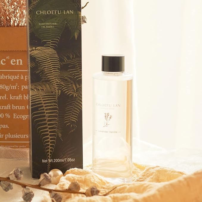 Chloefu LAN Jasmine Reéd Diffuser Refill Natural Essential Jasmine Oil 200ml/6.76 fl oz, Home & Office Decor Aromatherapy Diffuser Oil Gift Set