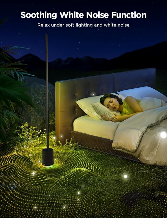 Govee Floor Lamp Pro, RGBICWW LED Lamp with Bluetooth Speaker and White Noise, 2100 Lumens Standing Lamp, Works with Matter, 16 Million Colors, Music Sync, Floor Lamp for Bedroom, Living Room