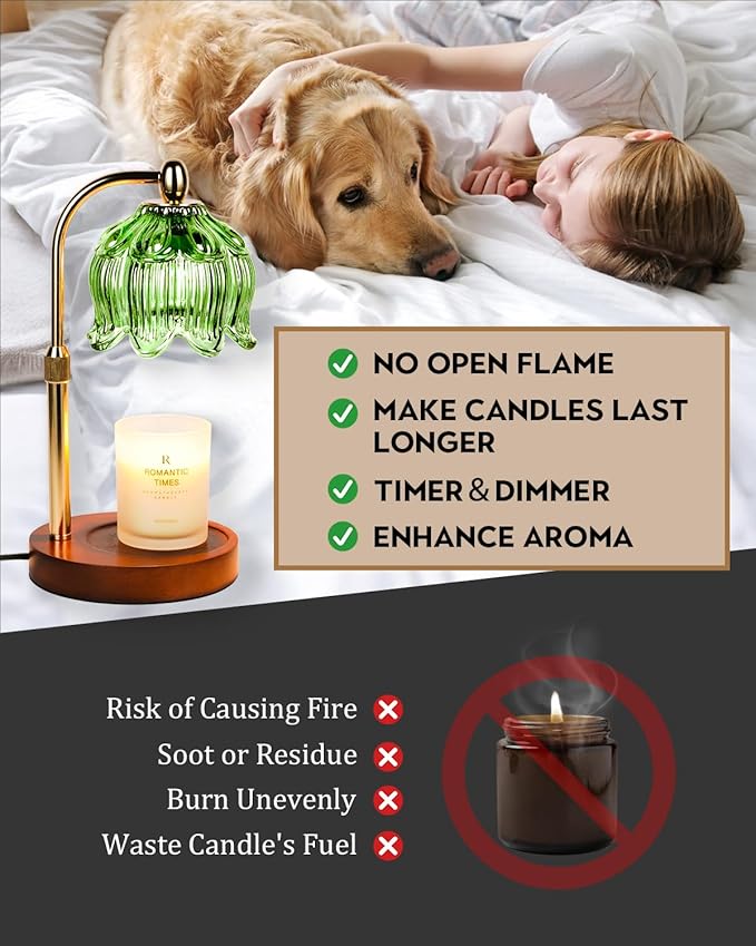 Candle Warmer Lamp with Timer Dimmable, Adjustable Height, Birthday Gifts for Women Mom, House Warming Gifts New Home Room Decor, Christmas Gifts,Wax Warmer Lamp for Jar Candles with 2 Bulbs