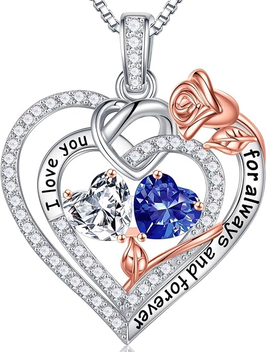 Iefil Christmas Gifts for Wife Women - 925 Sterling Silver Double Birthstone Necklace, Anniversary Birthday Gifts for Women, Jewelry Gift for Wife Girlfriend Mom Her