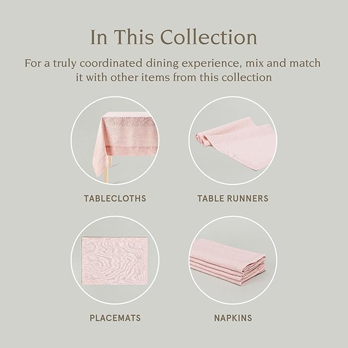 Over&Back Set of 4 Washed 100%-Linen Woven Placemats - Colorful Dining Table Mat - Machine Washable - Kitchen and Home Decor - Pink