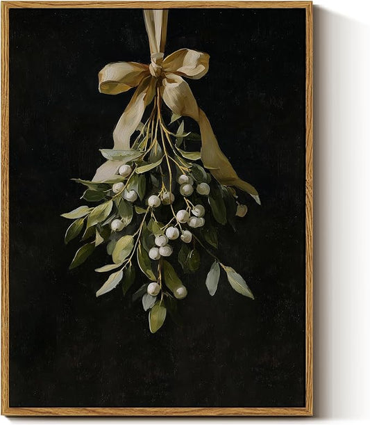 InSimSea Christmas Decor Framed Wall Art, A bouquet of mistletoe Canvas Painting, elegant Holiday decor Unique Christmas Gifts For Table Wall Farmhouse Mantel Home Office 16L x 12W