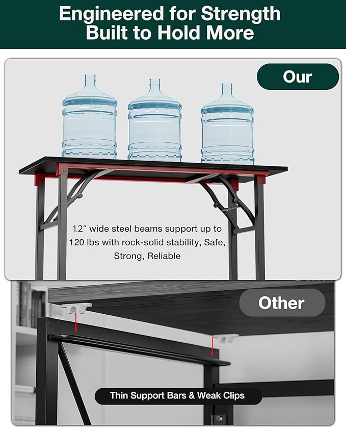 Frylr Small Folding Computer Desk – 43.3 Inch Portable Table for Craft and Study, Lightweight Desk for Small Spaces, Foldable Laptop Table Built-in AC/USB Outlets for Convenience, Dark Oak