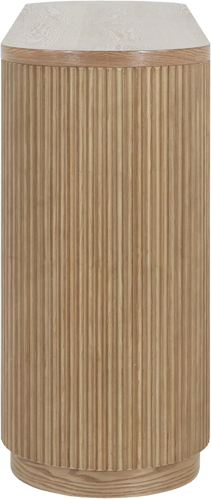 kevinplus 58.9'' Console Table Sofa Table for Entryway, 3-Tier Storage Open Shelf Modern Countryside Farmhouse Style, Elegant Wood Grain & Fluted Design, Easy Assemble, Natural