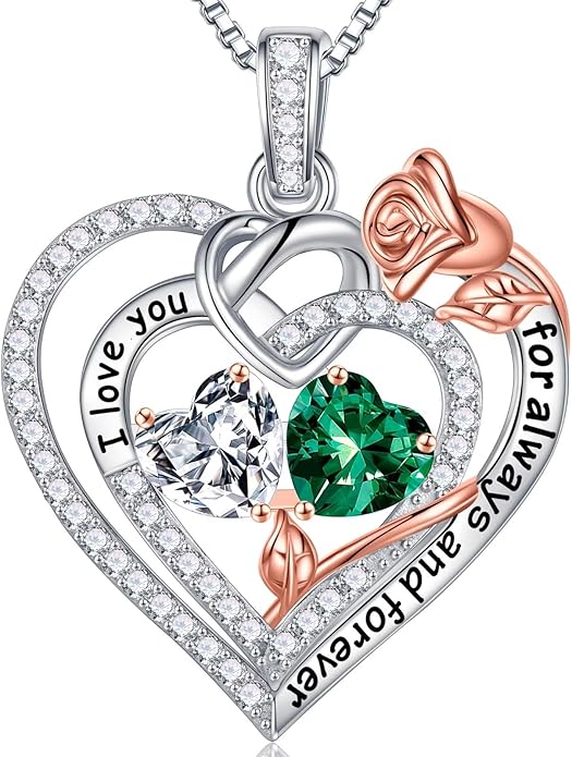 Iefil Christmas Gifts for Wife Women - 925 Sterling Silver Double Birthstone Necklace, Anniversary Birthday Gifts for Women, Jewelry Gift for Wife Girlfriend Mom Her