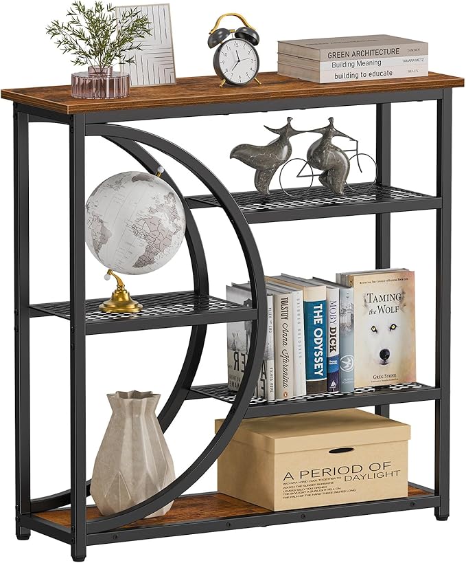 Snughome Entryway Table, Narrow Console Table, Industrial Sofa Table with 5 Tier Storage Shelves, Entrance Table for Hallway, Behind The Couch, Living Room, Foyer
