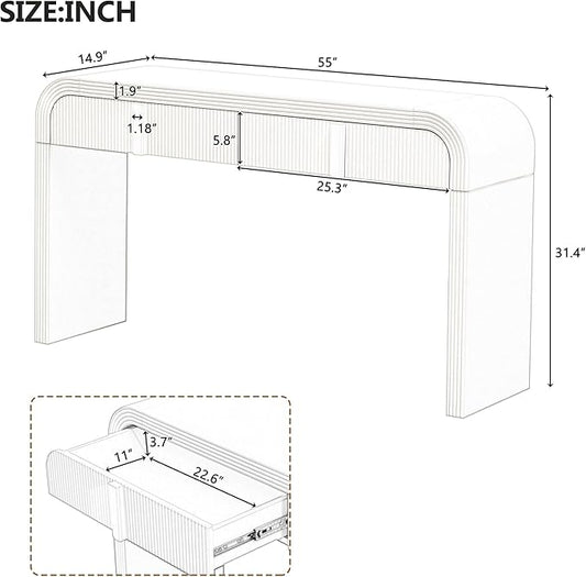 kevinplus 55'' Modern Console Table Sofa Table Entryway Table with 2 Drawers for Living Room, Contemporary Wood Console Table Sofa Table Sturdy Construction for Living Room, Blue