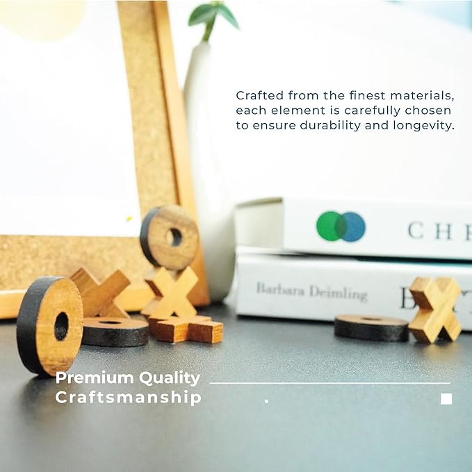 BSIRI Tic Tac Toe Wooden Board Games (Only X-O Pieces)- Unique Gifts, Fun Gifts for Kids and Adults and Use as Living Room Rustic Table Decor Ideal for Coffee Table Decor