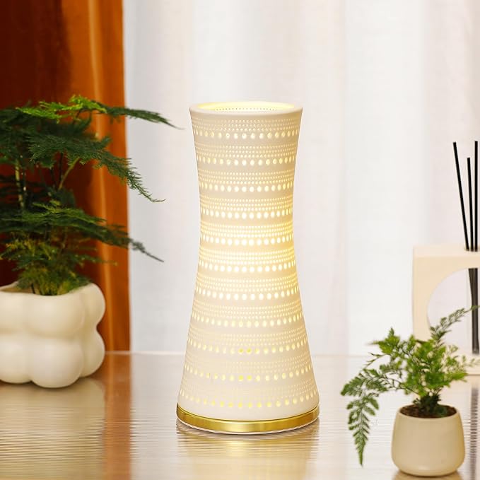 Modern Ceramics Table Lamp White Canton Tower Style Desk Lamp Night Light Accent Lamp 4.5x10 Inch
