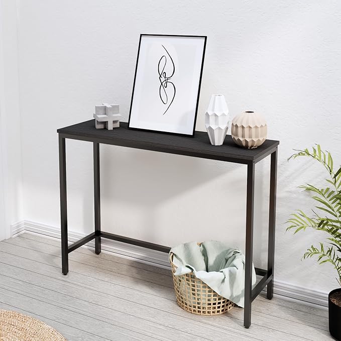 39.4” Console Table, Hallway Entrance Table Sofa Table Behind Couch, for Living Room, Entryway, Easy Assembly, Accent Table, Black