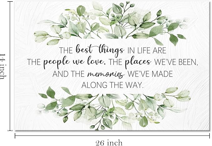 BIWSHA Inspirational The Best Things Quotes Canvas Wall Art Prints Decor for Home Bathroom Bedroom Living Room Office，Positive Themed Paintings Art Decor 16x24 Inches，Green Plants Art Gifts