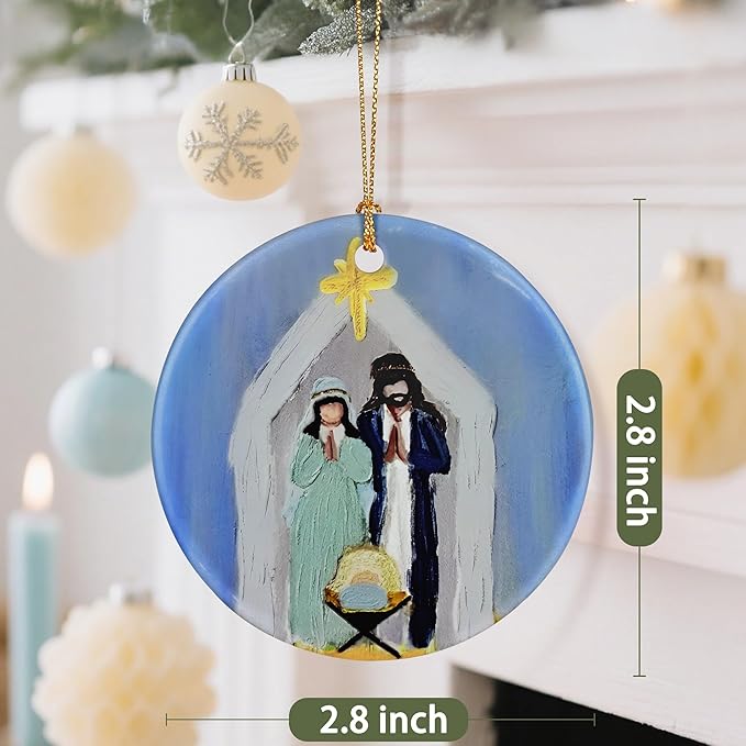Nativity Scene Christmas Ornament, Jesus’ Birth Christmas Ornament, Holy Family Decoration, Religious Holiday Decor | Gifts for Christian, Gifts for Religious Women - Style D