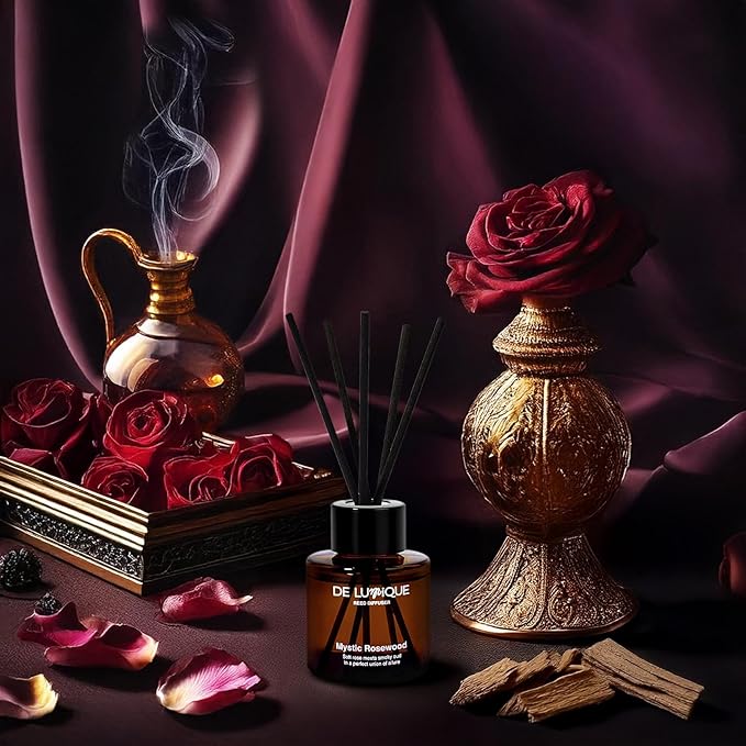 Reed Diffuser for Bathroom – Long-Lasting Bathroom Diffuser with Sticks, Premium Essential Oils, Mystic Rosewood Scent, Home Aroma Gift, 50ml