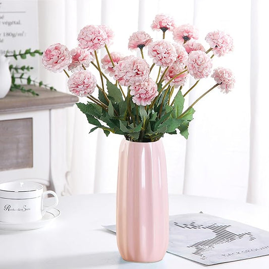 Pink Ceramic Vase 7.3 Inch - Glossy Minimalist Nordic Flower Vase for Home Decor, Perfect for Dried/Fresh Flowers, Wedding Centerpiece, Housewarming Gift for Christmas, Mother’s Day, Valentine’s Day