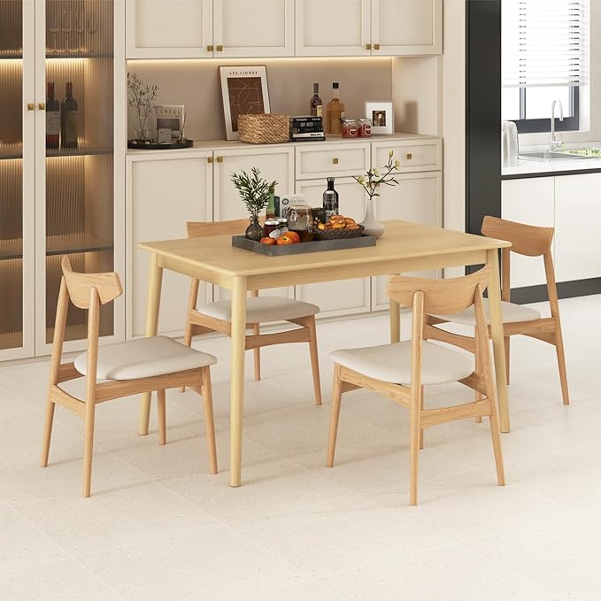 Giantex 48-Inch Dining Table with Rubber Wood Legs, 220 LBS Capacity, Farmhouse Rectangular Dinette Table for Dinner, Small Space, Apartment, Dining Room Table, Kitchen, Natural