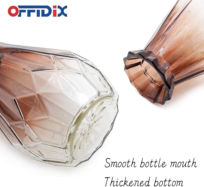 OFFIDIX Glass Vase Gradient Multicolor with Geometric Faceted Design Art Decorative Flower Vase for Wedding, Dinning, Bookshelf, Home Decoration or Gift