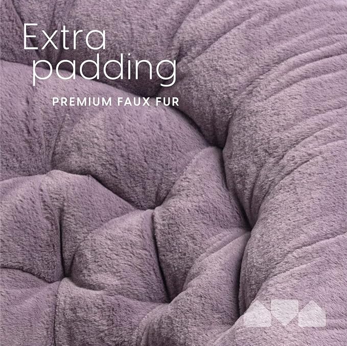 Milliard Saucer Chair For Adults, Teens & Kids, Purple, Faux Fur XL Circle Chair for Bedroom, Dorm & Gaming, Foldable Comfy Accent Seat for Small Spaces, Folding Moon / Mushroom / Round Style