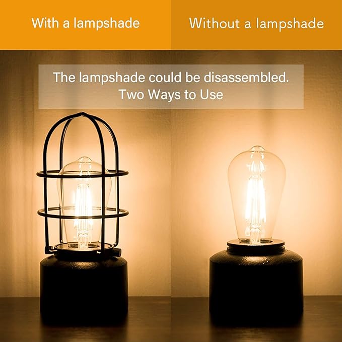 Haian Support 𝗦𝗺𝗮𝗹𝗹 𝗧𝗼𝘂𝗰𝗵 𝗧𝗮𝗯𝗹𝗲 𝗟𝗮𝗺𝗽 for Small Spaces - 3 Way Dimmable Industrial Bedside Lamp - Steampunk Antique Nightstand Desk for Bedroom, Living Room (Bulb Included)