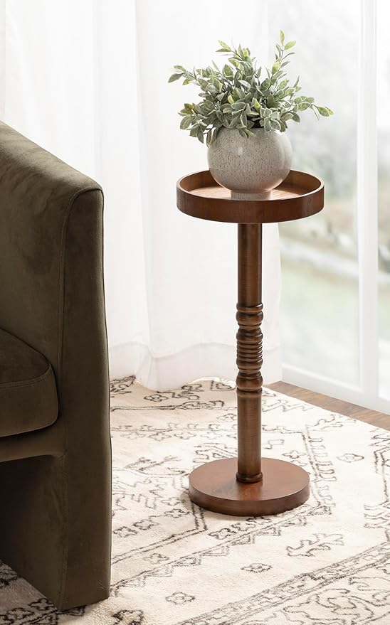 Kate and Laurel Bellport Farmhouse Round Drink Table; 10 x 10 x 22; Natural Rustic; Decorative Coastal Martini Table for Use as Charming Indoor Plant Stand or Living Room Pedestal Table