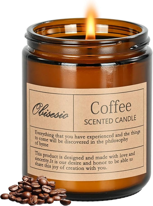 Scented Coffee Candle, Candles for Home Scented, Candles Clearance for Women, Aromatherapy Jar Candles Gift for Home(Amber Jar, Coffee)