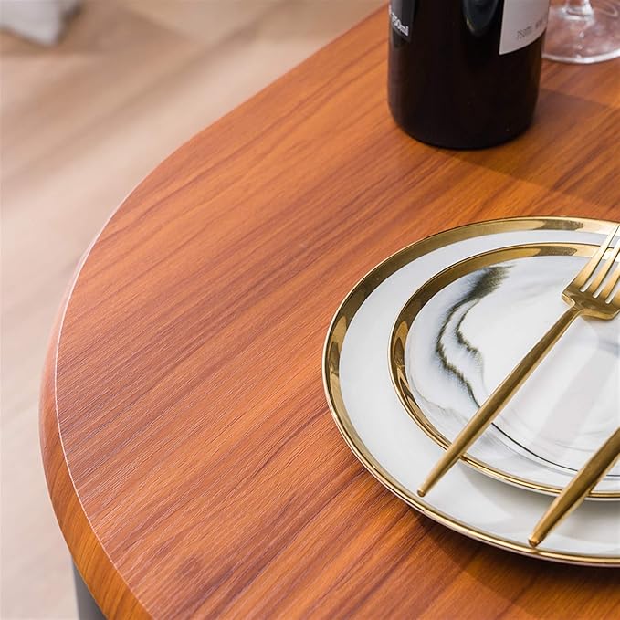 3-Piece Dining Table Set, Space Saving Breakfast Table and 2 Chairs with Metal Frame, Kitchen Breakfast Compact Table Set with Storage Shelf, for Dining Room, Apartment, Bistro (Light Brown)