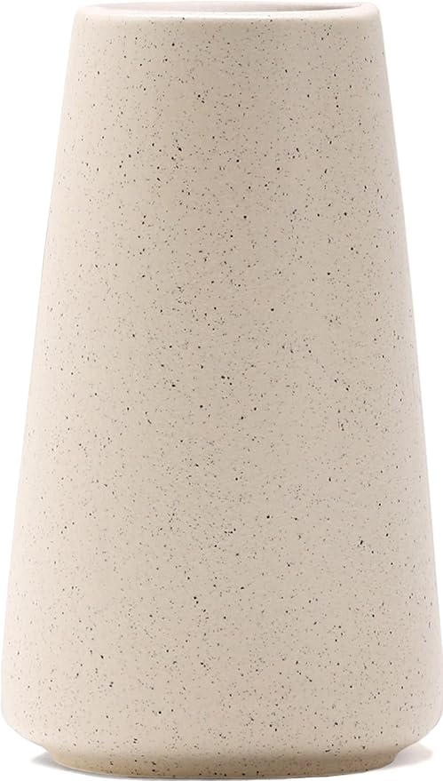 Beige Vase - Beige Ceramic Vase, 6“ Neutral vase Home Decor, Boho Off White Cream Vases for Flower, Minimalist Modern Ivory vases for Centerpieces, Room Decor, Living Room, Bedroom or Gift