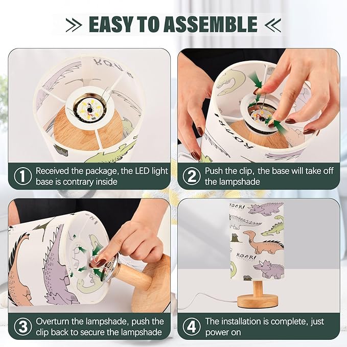 Bolaz Small Table Lamp for Bedroom Funny Dinosaur Table Lamp Nightstand Lamp for Livingroom Office Reading Working Table Desk