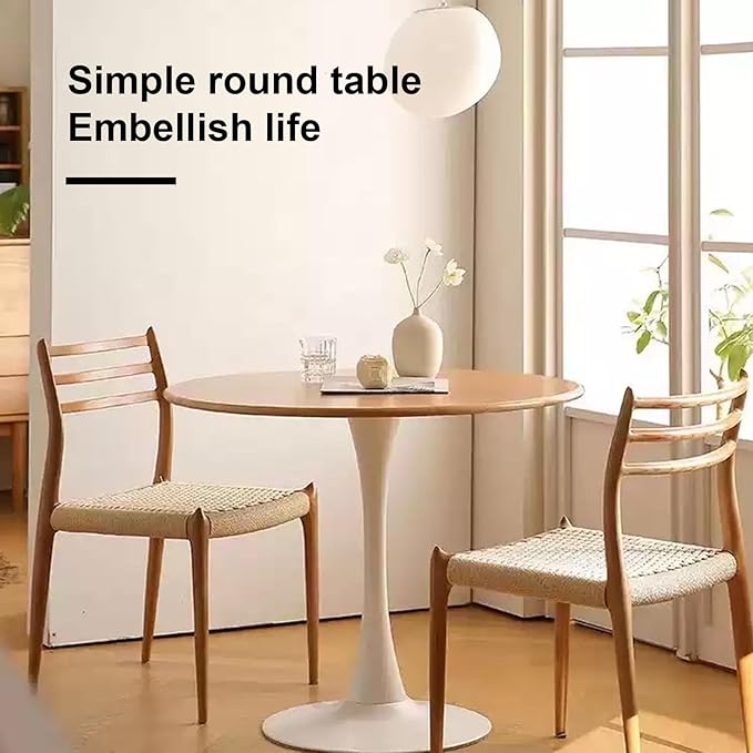 23.62" Small Round Dining Table for 2 – Mid-Century Pedestal Tulip Table with Sturdy Metal Base, Compact 2-Seater Kitchen or Dining Room Table for Small Spaces, Apartments, Breakfast Nook, Living Room