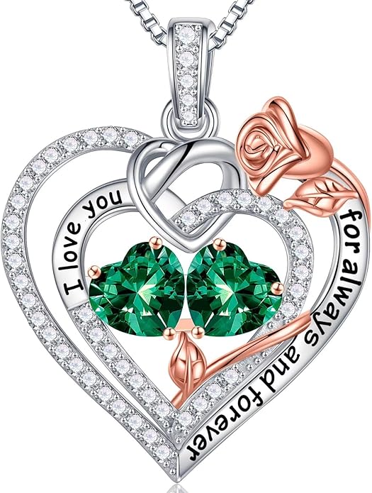 Iefil Christmas Gifts for Wife Women - 925 Sterling Silver Double Birthstone Necklace, Anniversary Birthday Gifts for Women, Jewelry Gift for Wife Girlfriend Mom Her