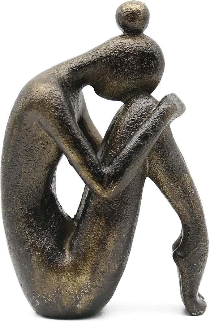 Lukitas Unique Decorative Girl Thinker Bookends, Non-Slip Book Holder, Home Office Bookshelf Decor, Creative Desktop Ornaments for Study Room Hotel Shelves, Resin, 1Pair/2Piece 6.5''