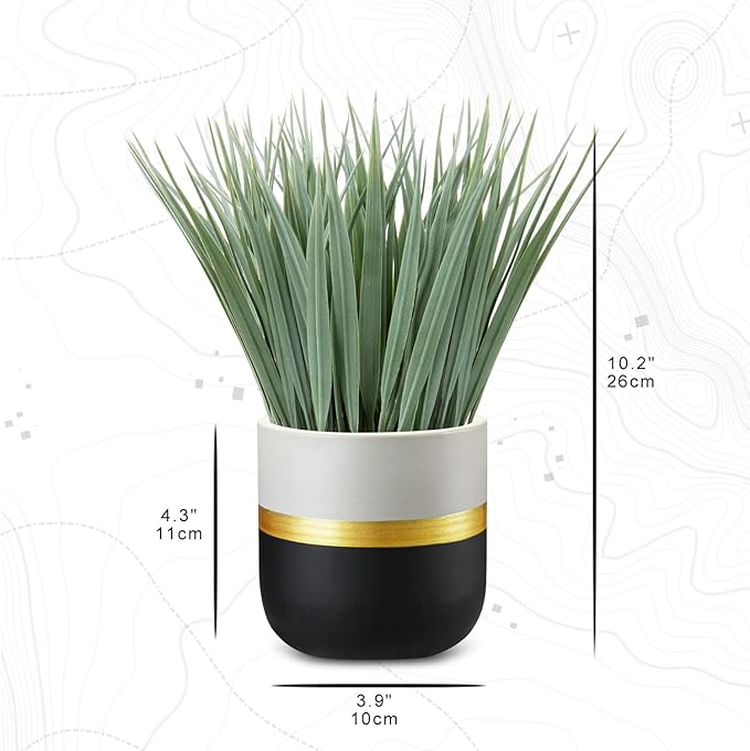 Artificial Plants Small Faux Plant Decor Fake Potted Plant Faux Plants in Pots Fake Grass Pot for Home Table Office Desk Room Bathroom House Indoor Decorative Gifts