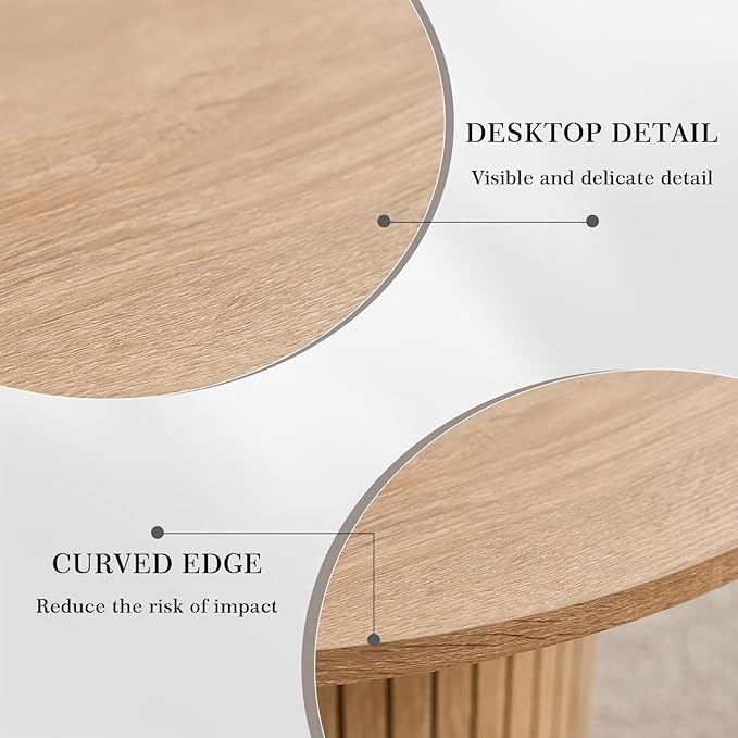 Small Nesting Table Set of 2 Mid Century Modern Wood Round Coffee Tables Boho Circle Side Table for Small Spaces Living Room Comedor Home Office(Natural)