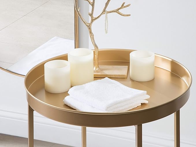 Kate and Laurel Celia Glam Round Side Table, 18.25 x 18.25 x 22, Gold, Modern Minimalist Accent Table for Storage and Display
