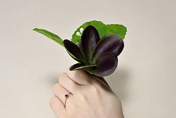 Birthday Gifts for Women Men 10pcs Unique Green Burgundy Flowers PU Real Touch Flowers Hawaiian Plumeria Frangipani Artificial Flowers for DIY Birthday Gifts Wedding Gifts Home Decor Table Centerpiece