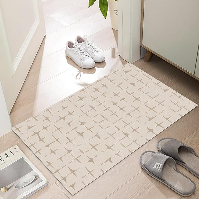 Ultra Thin Door Mat Indoor Entrance, 1/10 in Thin Door Mats for Inside Entry, Non-Slip Rubber Backing Washable Doormat, Fade Resistant, Absorbent, Low Profile Dirt Trapper, 30"X17"