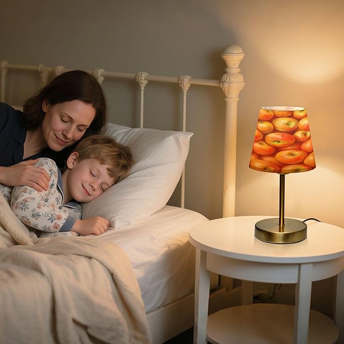 Apple Light Yellow Table Lamp LED Desk Lamp for Bedroom Nightstand Living Room Office Home Decor, 7.9x12.6 inches