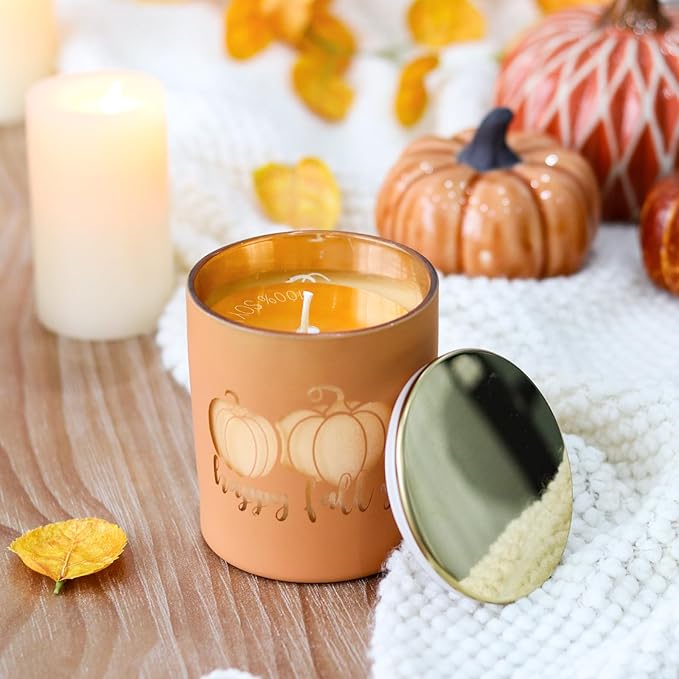 Pumpkin Candle 11oz - Fall Scented Candle with Pumpkin Design, Ideal for Fall Thanksgiving Table Decor, Thanksgiving Gifts