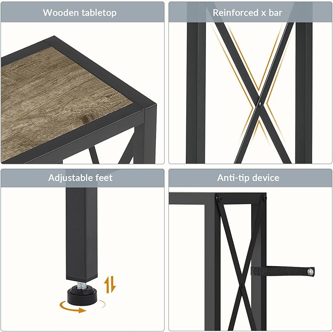 41.7" Console Table, Narrow Behind The Couch Table with Outlet, Industrial Skinny Sofa Table for Hallway, Entryway, Living Room,Walnut
