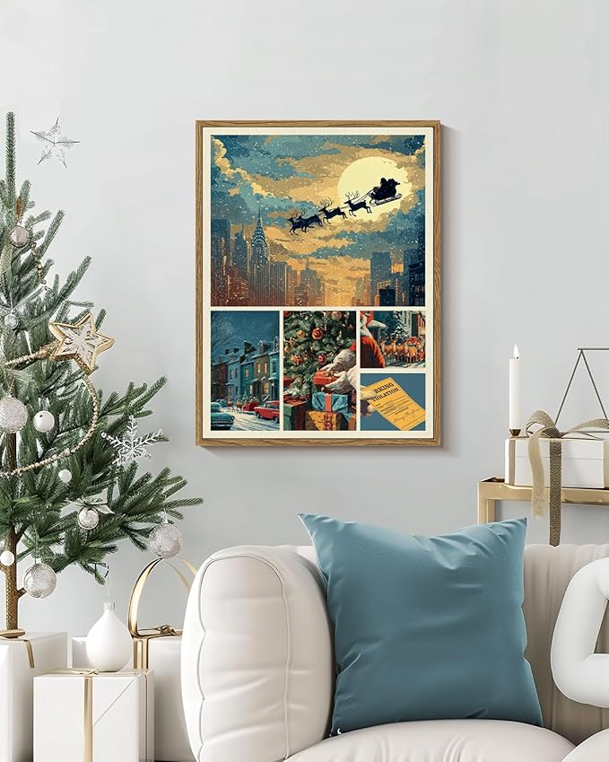 InSimSea Funny Christmas Decorative Picture Frame Wall Art, Traffic Violation Ticket Canvas Painting, American Parody Comic Holiday Decoration Unique Christmas Gift, Suitable for Dining Table Wall Farmhouse Mantel Home Office 16L x 12W