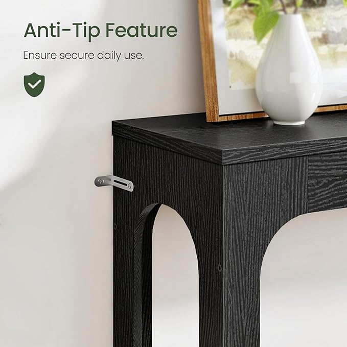 47.2" Long Console Table, Entryway Table, Hallway Table, 2-Tier Behind Couch Table, Corridor Decor Stand, Narrow Rectangular with Storage for Living Room, Entry, Hallway, Black MXG03BB