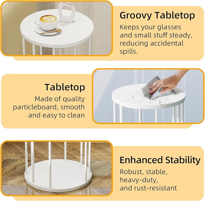 Plant Stand Indoor,small plant stool,Flower Pot Corner stand holder,Mid Century Heavy Duty Metal Tall Home Decor,Modern Round End Table,Small Rustic Display Stand for Living Room,Bedroom(White,2 Packs)