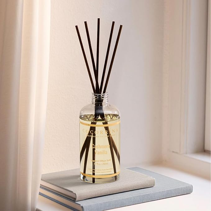 COCORRÍNA Reed Diffuser Refill - Cashmere Vanilla 6.7 Fl.oz Reed Diffuser Refill with 8 Sticks