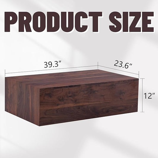 39.3" Rectangular Wood Coffee Table, Modern Coffee Tables in Walnut Wood Finish for Living Room, Contemporary No Assembly Center Wooden Cocktail Table for Bedroom, Reception Room