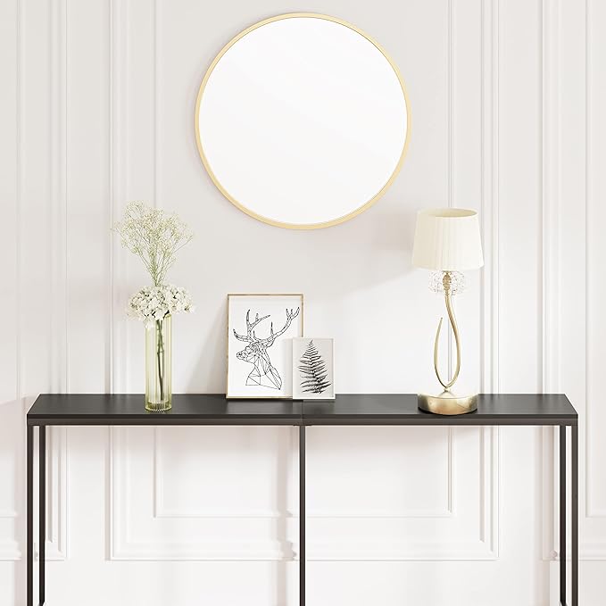 63" Console Table,Modern Narrow Long Sofa Table Behind Couch,Skinny Entry Table with Black Metal Frame for Living Room, Hallway,Classic Black