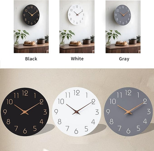 Mosewa Large Wall Clock 16 Inch Gray Modern Flatwood Silent Non Ticking Battery Operated Decorative for Bedroom Bathroom Living Room Kitchen Home Office Hotel